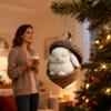 Christmas Tree Acorn Ornaments 2D Acrylic Sleeping Animal Pendant Hanging Decorations for Holiday Home Apartment Window Gift Tag