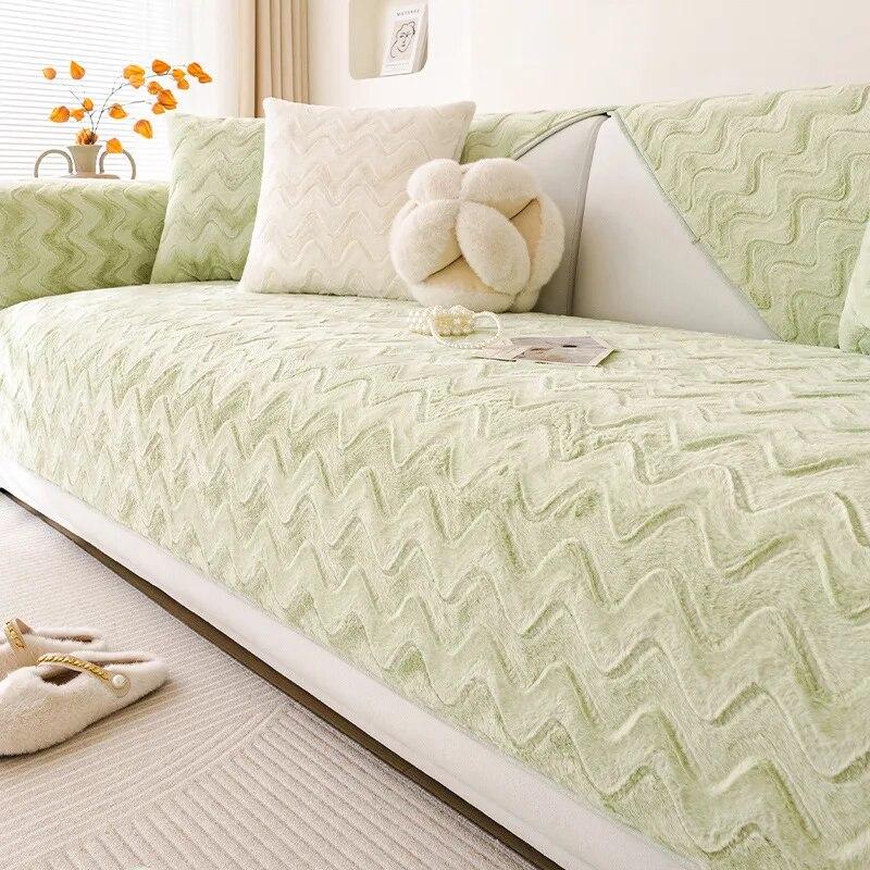 French Cream Style Sofa Cushion Autumn and Winter Plush Anti Slip Sofa Cover