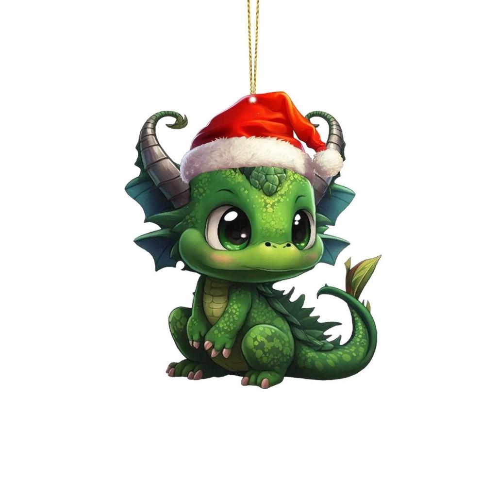 Charming Cartoon Christmas Dragon Car Decor Bright Festive Hanging Ornament Homes For