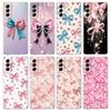 Transparent Phone Case Cover for Samsung Galaxy S25 S24 S23 S22 S20 S21 FE Ultra S24 S23 S10 S10E Plus 5G Pink Heart Bow Pattern