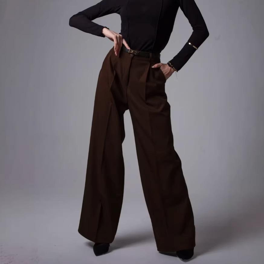 Simple High-end Suit Wide-leg Pants for Women, Spring, Commuter Workplace High-waisted Casual Straight-leg Pants