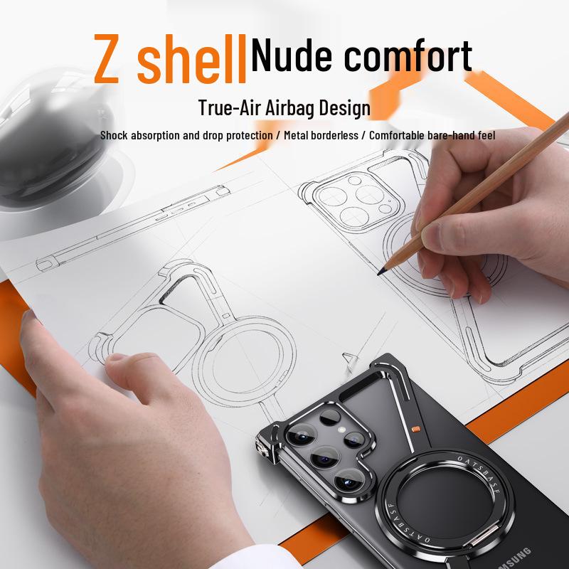 Ultra-thin ZShell Magnetic Stand Case for Samsung S24 Ultra - Metal Borderless Design