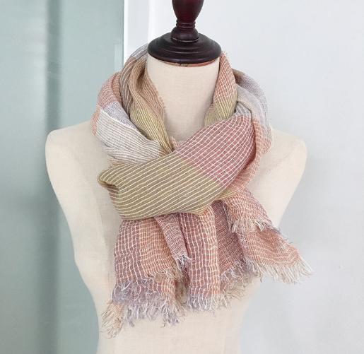 New Unisex Style Plaid Winter Scarf For Women Men Blends Cotton And Linen Long Women's Scarves Shawl 95x190cm