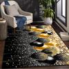 Black & Gold Photo-Inspired Area Rug – Luxe Polyester Plush Carpet for Living Room Bedroom Porch, Indoor Floor Mat Decor