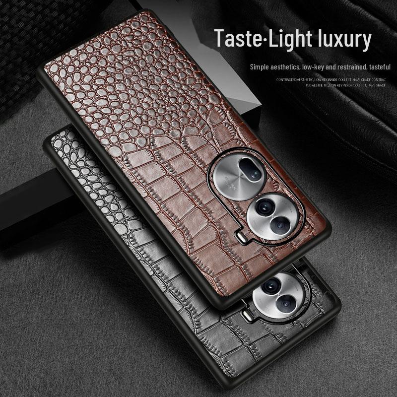 Genuine leather cowhide crocodile pattern protective cover for OPPO Reno11 & Reno11Pro.