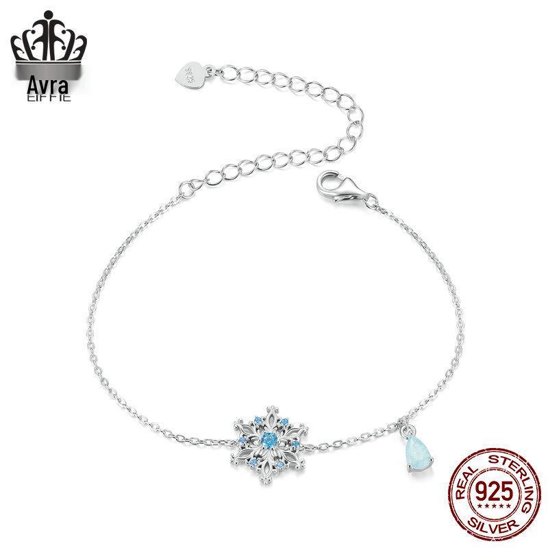 

Everlove Sterling Silver Zircon Snowflake Bracelet - Adjustable Women s Christmas Jewelry 925 Silver