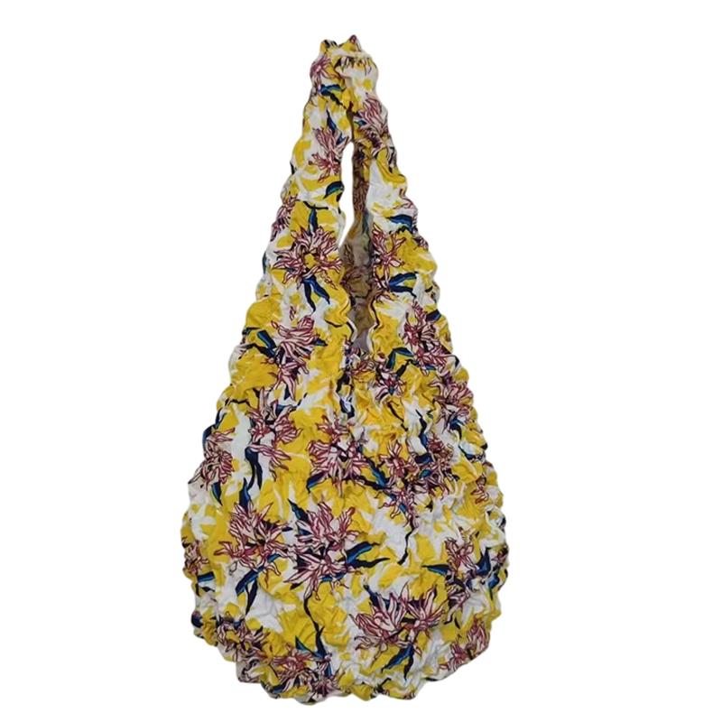 Flower Expansion Fold Pleated Flexible Stretch Mini Shopping Bag Large Capacity Bubble Elastic Portable Handbag Storage Bag