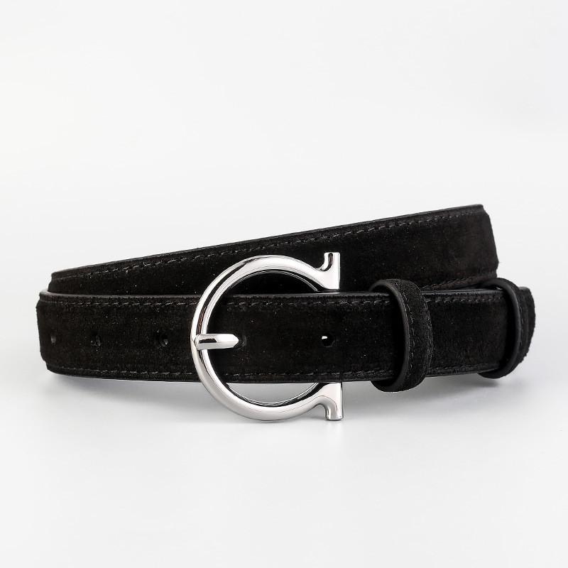 Genuine Leather Womens Waist Belt With Silver Buckle For Fashion And Casual Outfits Black