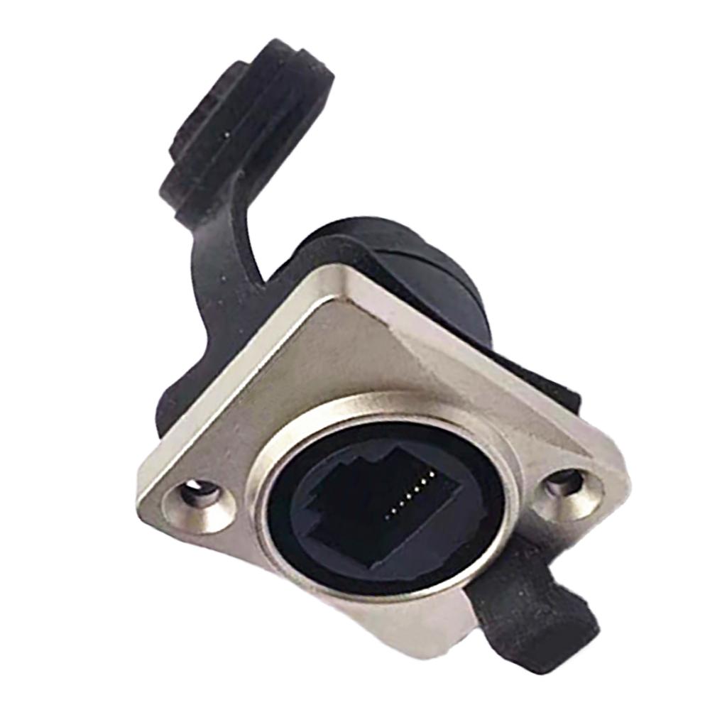 RJ45 Female Pass Through Connector with Cap Waterproof Stable Data Transmission Copper Industrial Network Socket Silver