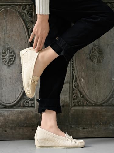 Shoetopia Women S Zip Loafers Cream (8 Uk) 8 UK