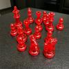16PCS Chess Pieces Only Chessman Set 1.93 Inch King Height Easy Identification for Chess Enthusiasts Transparent Red