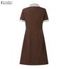 ZANZEA Women Summer Classic Collar Short Sleeve Casual Dress
