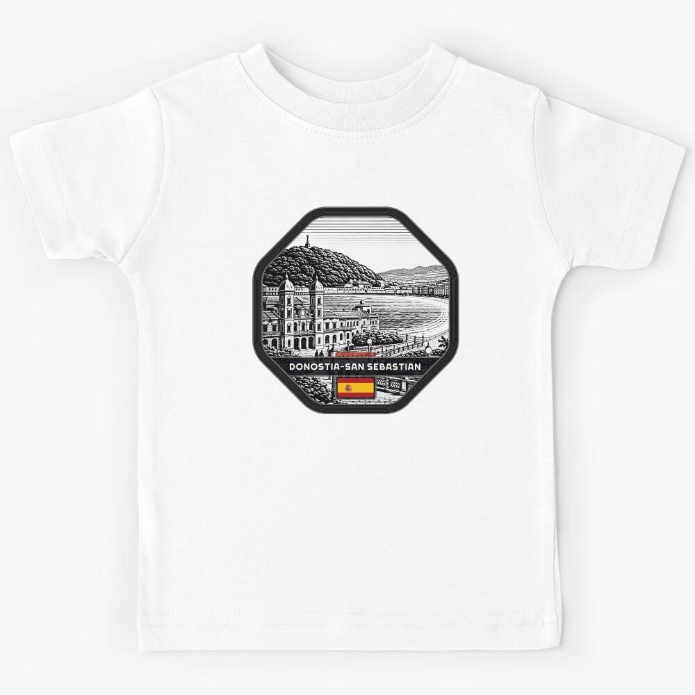 Donostia-San Sebastian Spain Linocut Style Kids T-Shirt 100
