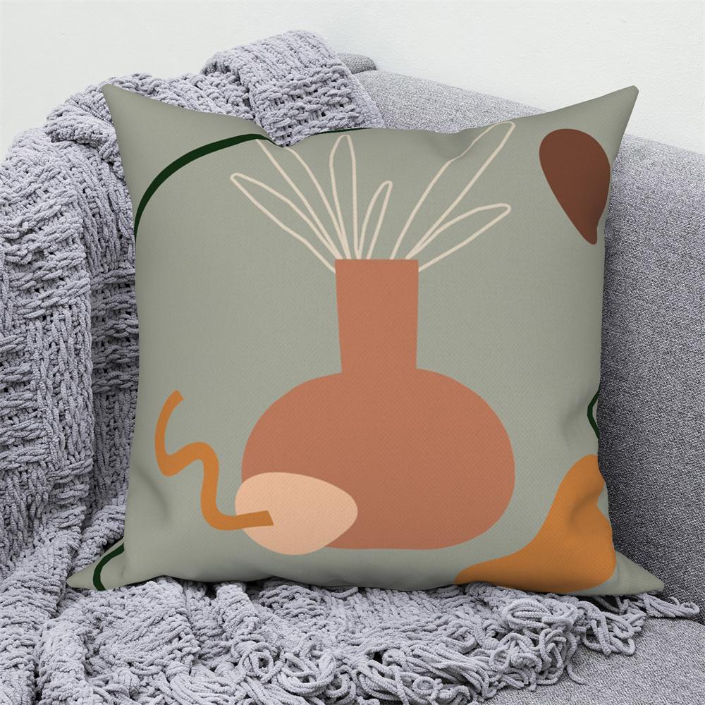 Home Sofa Office Cushion Pillowcase Wholesale  Nordic Style Abstract Plant Floral
