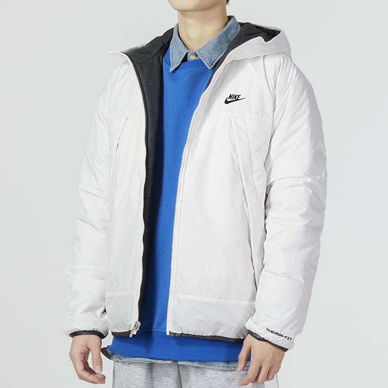 Nike Jednobarevná sportovní ležérní outdoorová prošívaná lehká bavlněná péřová bunda s kapucí pro muže bundy Černá DH2784-030