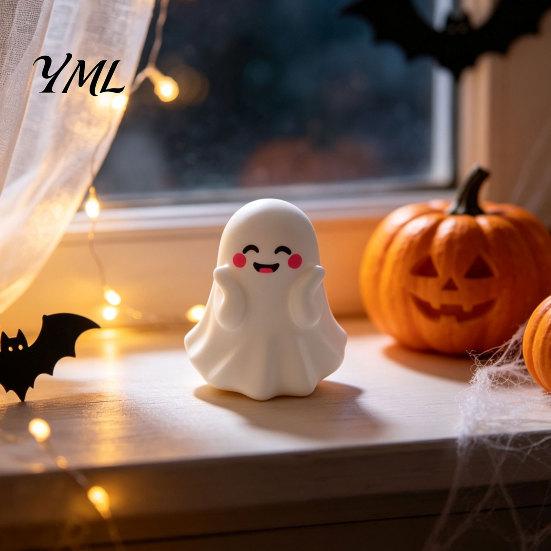Cute Ghost Pen Holder Halloween Holder, Mini Figurine Desk Decor, Funny Unique Holiday Present Pencil Stand Ornament, Creative Office Organizer