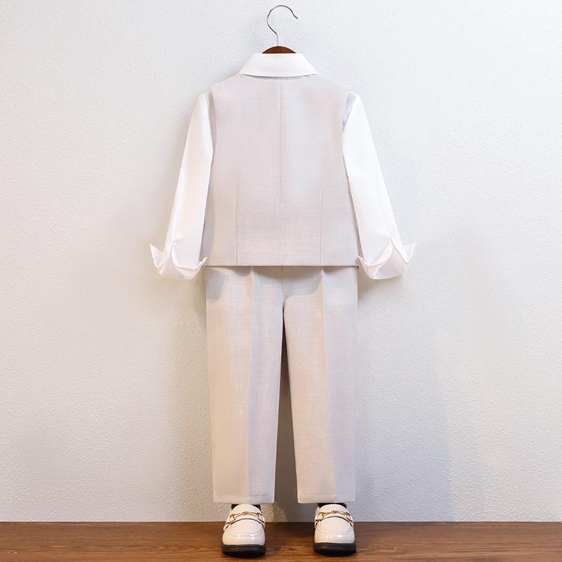 Children's Suit Vest Set Boys Piano Host Performance Outfit Flower Boy Wedding Suit Baby First Birthday Toddler Suit