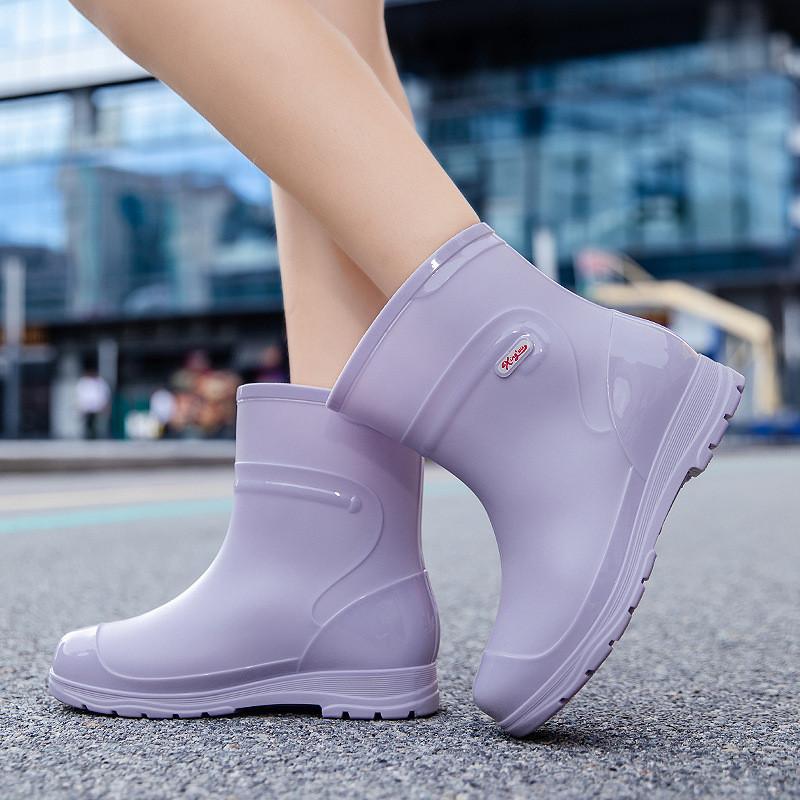 Japanese New Medium Tube Rain Shoes Women's Fashion Water Shoes Wear Non-slip Medium Tube Water Shoes Adult High Tube Rain Boots