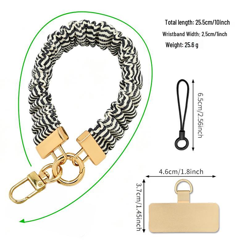 Women's Summer Pleated Phone Lanyard & Wrist Strap - Elegant Charm & Chain