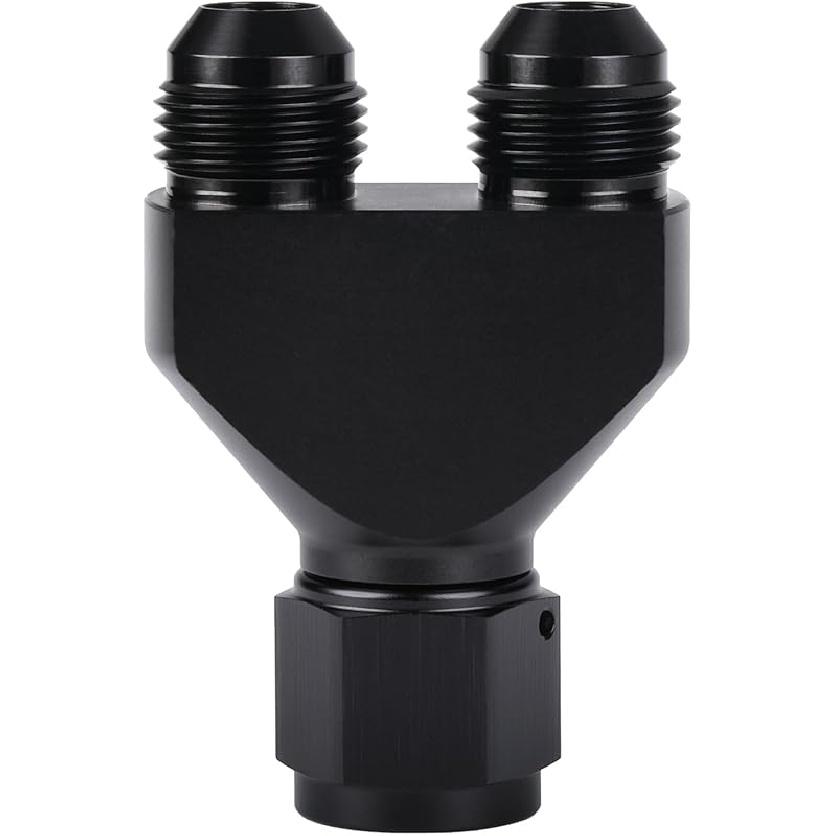 10AN Female to Parallel Dual 10AN 10AN Male Y Block Fuel Fitting Splitter Adapter Connector Aluminum Black