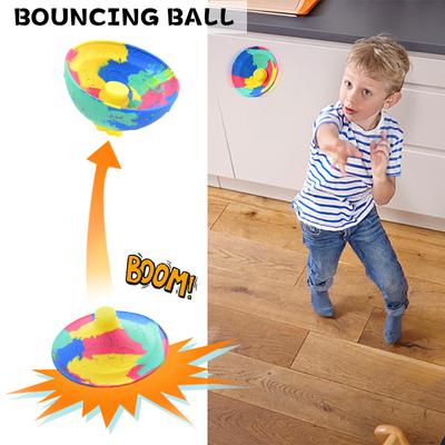 Hip Hop Jump Half Side Bouncing Ball Anti Stress Fidget Toys For Kids Outdoor Fun Camouflage Spinning Bounce Bowl Fingertip Top