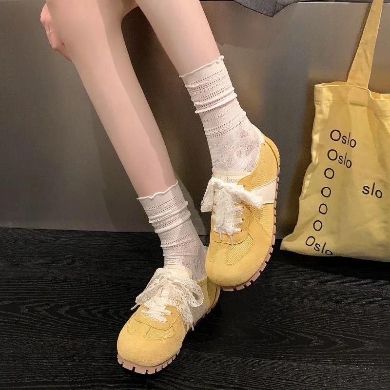 

Fashion Mesh Women Flats Shoes Sport Running Shoes Designer Lace Up Summer New 2024 Lace Casual Dress Hiking Mujer Zapatos Cozy Sneakers 40 жёлтый