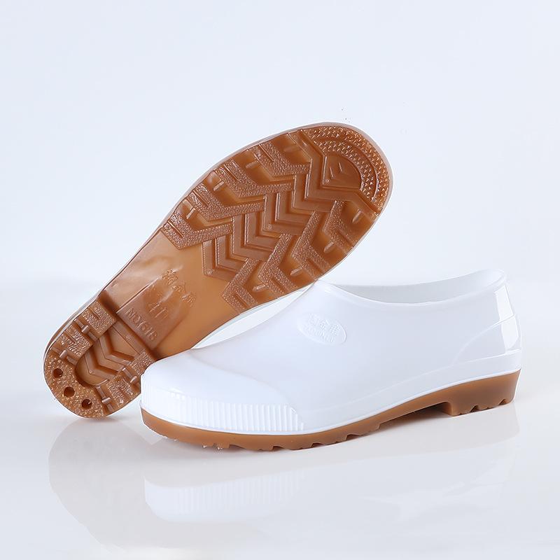 

Пищевые белые низкие резиновые дождевые туфли, водные туфли, мужские, взрослые, подошва из говяжьей кожи, фермерские водонепроницаемые туфли, с неглубоким вырезом, нескользящая резиновая обувь, галоши 44 белый