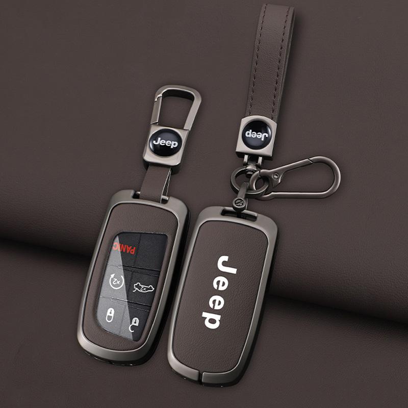 Zinc Alloy Leather Car Key Cover Case For Jeep Renegade Wrangler Patriot Grand Compass Cherokee Liberty WK2 KL Auto Accessories