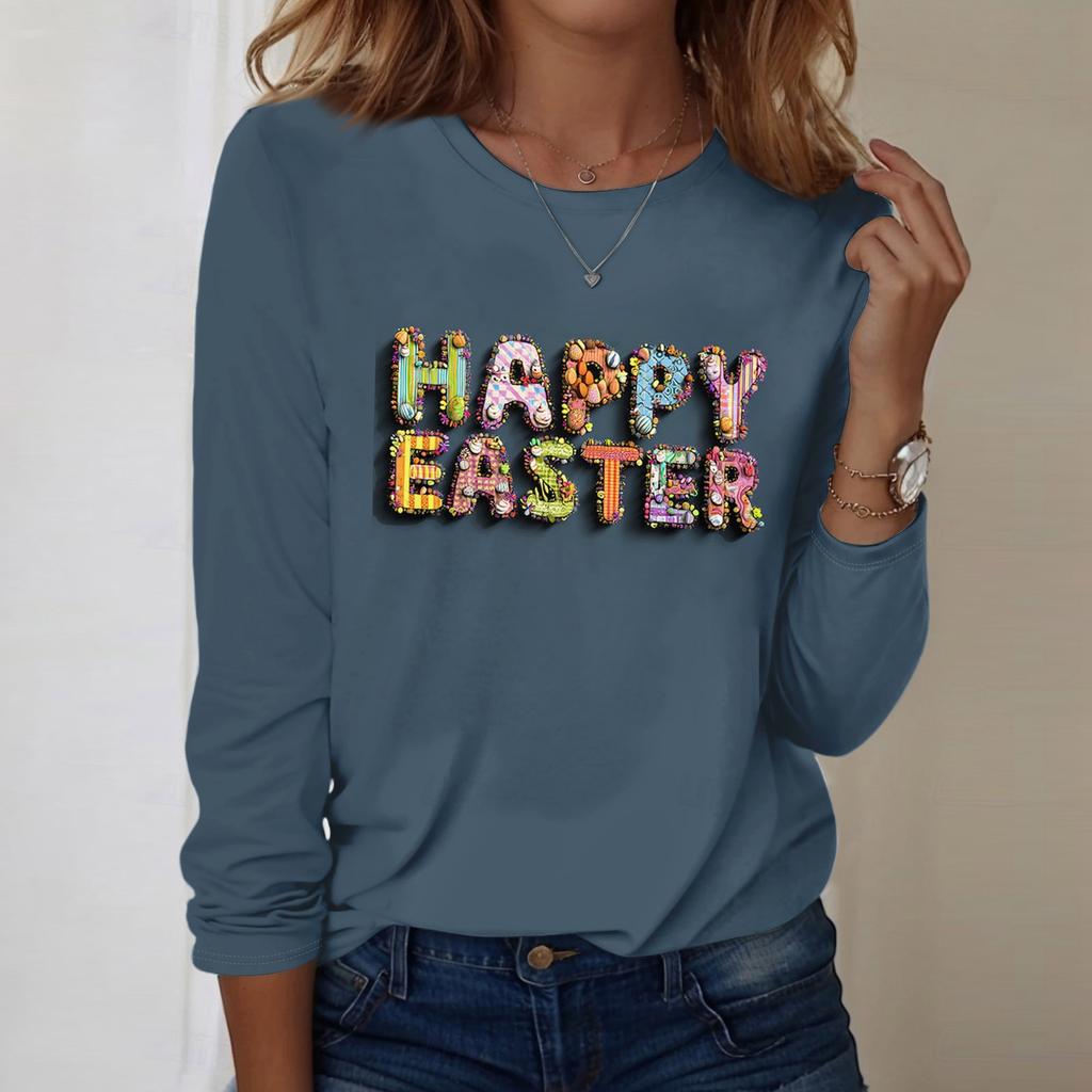 Langarmshirts für Damen, niedlicher Aufdruck, Grafik-T-Shirts, Blusen, lässig, Übergröße, Basic-Tops, Pullover