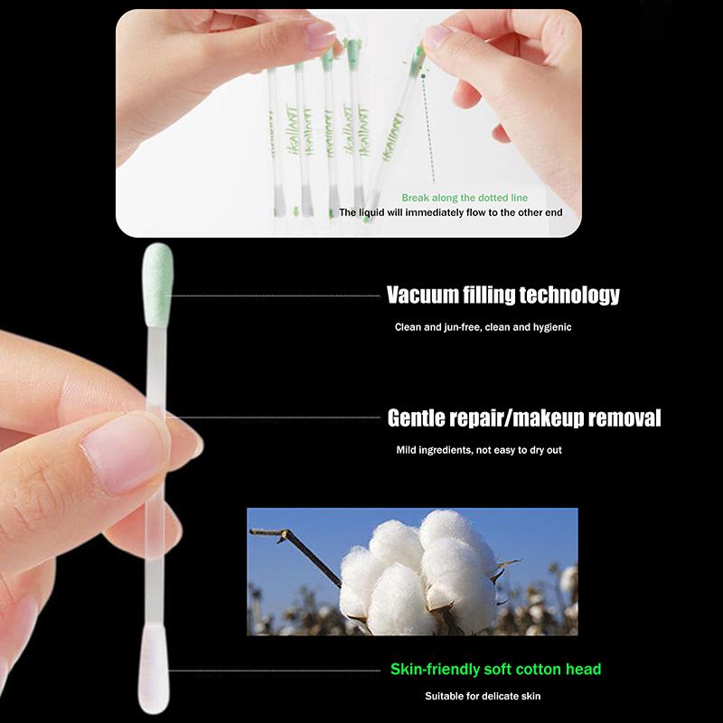 0.3Ml×25Pcs Makeup Remover Cotton Swabs Pre-Soaked With Cleansing Liquid Foldable For Instant Use Beauty Cleaning Correction