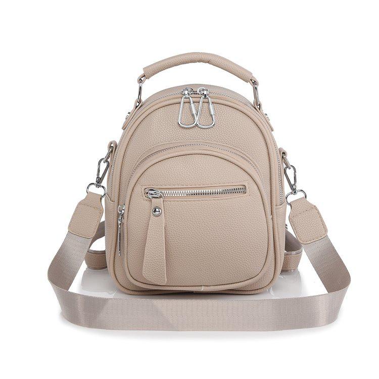 Damen High-End Casual PU Leder Schulterhandtasche und Rucksack 18x23x8 cm khaki