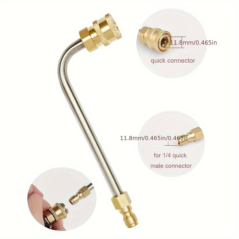 High Pressure Car Wash Water Gun Elbow, Stainless Steel U-Bend Rod with Quick Connect 1/4" Right Angle Extension