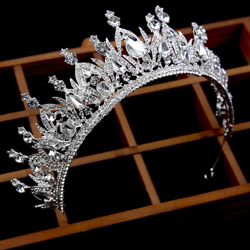 European and American Bride Silver Hair Crown Tiara Rhinestone New Korean Wedding White Wedding Accessories Wedding Hair Accessories