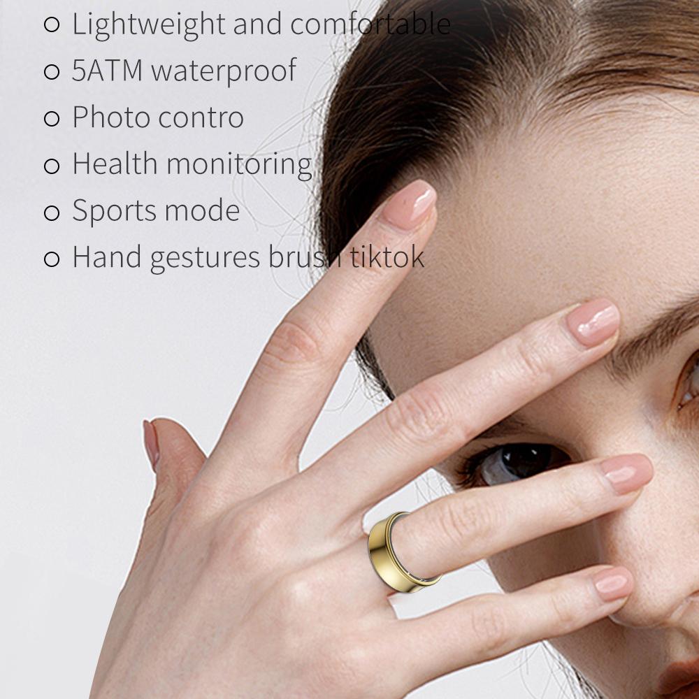 

SR05 Ultra-Thin Waterproof Multifunction Bluetooth-compatible Health Monitoring Smart Ring,No Charging Case Tarnish/Size 9