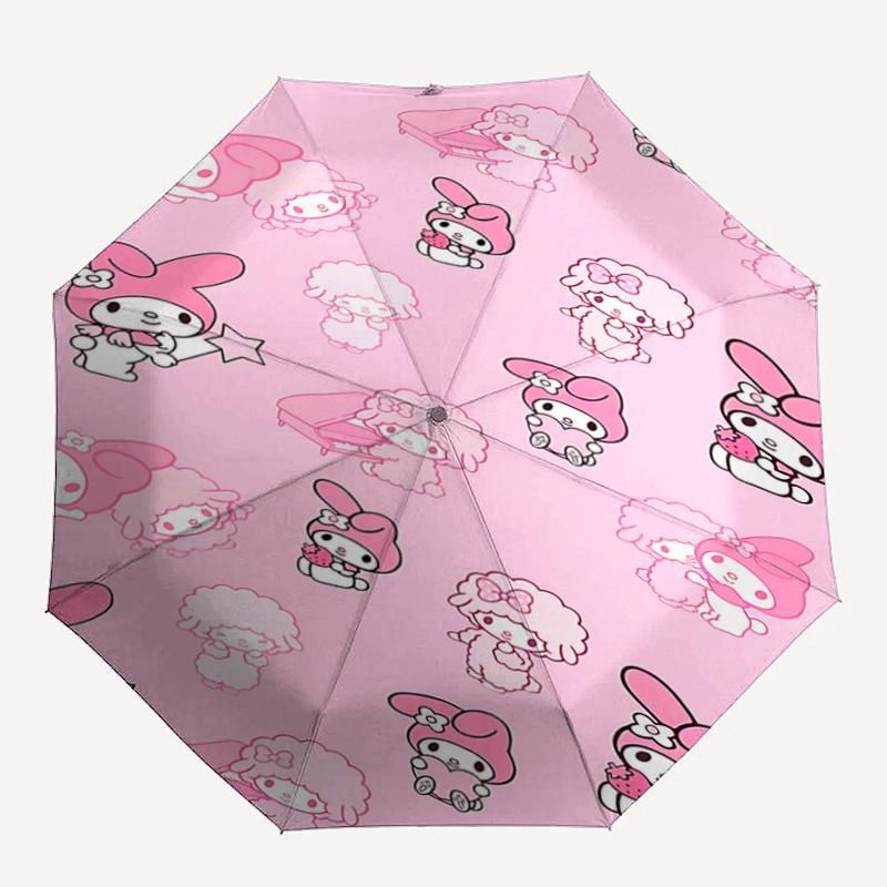 1pc My Melody Pink Umbrella - Automatic Open/Closed, Portable Folding Design, 8-Rib Iron Frame Outdoor Umbrella, Ideal Gift for Fans, Travelers, Every