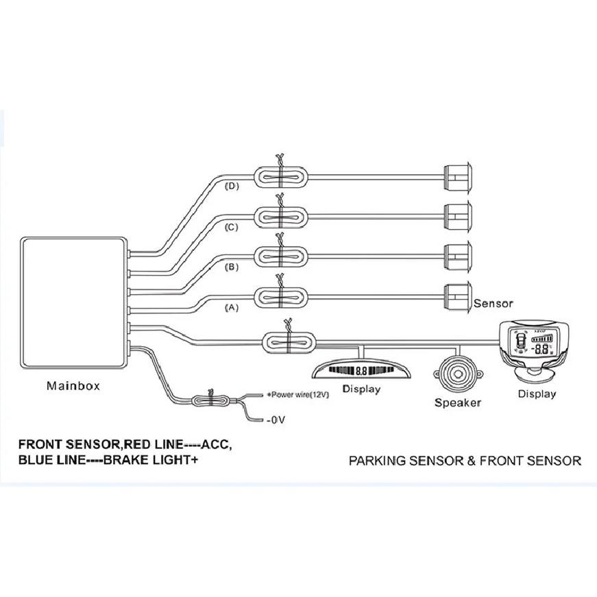 Reverse radar, voice broadcast LED display 4 sensors 16.8mm radar detection system backlight display
