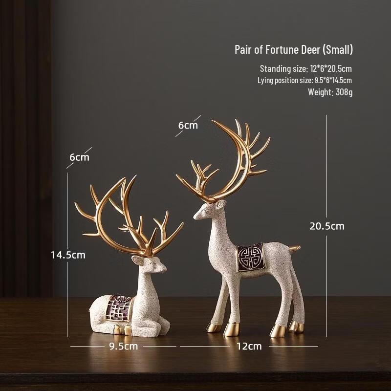 JINGRUIXIANG Lucky Deer Ornament Pair