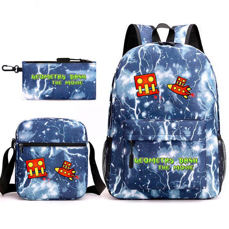 Geometry sprint game backpack geometry dash heat transfer backpack elementary school bag leisure bag