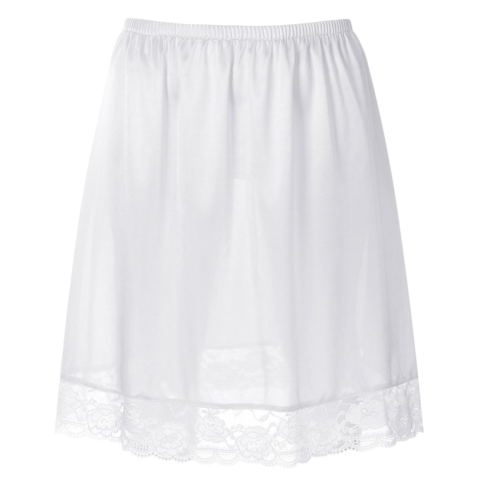 

Жіноча стильна спідниця з крижаного шовку та нижньої частини тіла Внутрішня спідниця до половини тіла Спідниця з мереживним подолом і антивідблиском L білий