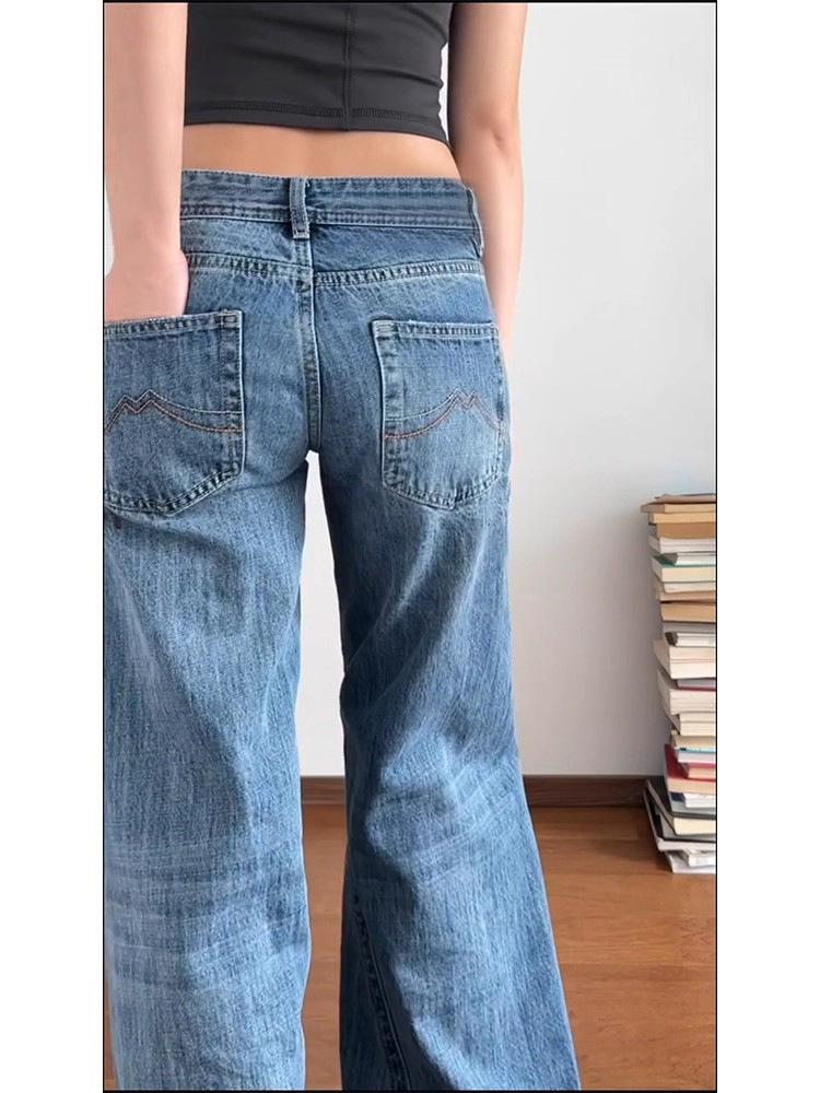 D9061 Women's Micro-Flare Low-Waist Jeans: Slimming Wide-Leg Style for Spring and Autumn.