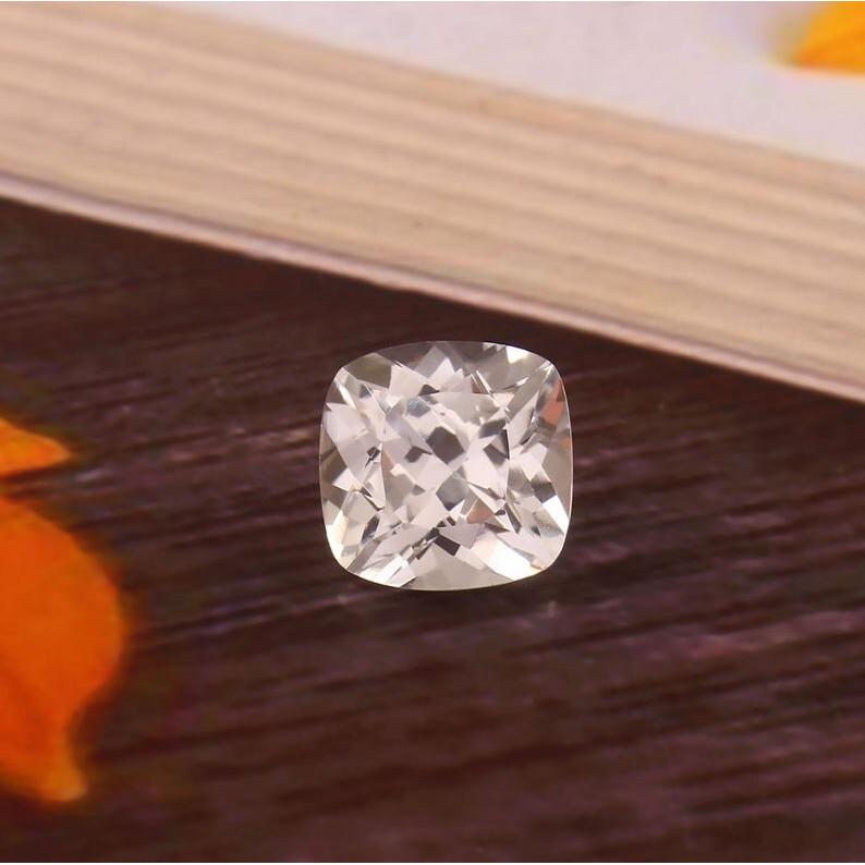 AAA Flawless 16x16mm Heated Ceylon White Sapphire Cushion Cut Loose Gemstone