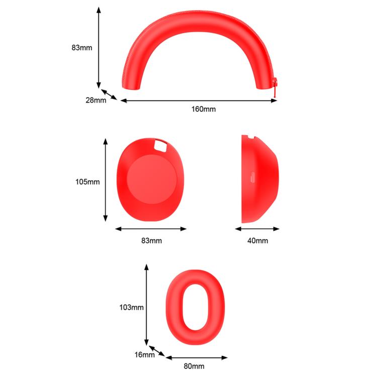 Solid‑Color Soft Silicone Headset Protective Cover Set for Sony WH‑1000XM6 Wireless Over‑Ear Headphones, Anti‑Scratch Full‑Shell Protective Kit