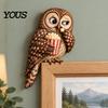 Rustic Farmhouse Bird Door Frame Accent Wooden Owl Topper, Corner Sitter Decor, Whimsical Woodland Animal Natural Inspired Interior Ornament