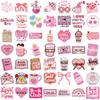 50 Cartoon Pink Love Doodle Stickers Decorate Guitar Notebook Suitcase DIY Waterproof Stickers