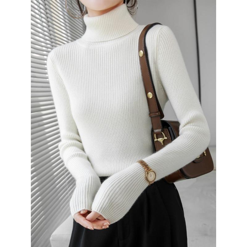 Dámský rolákový spodní díl jaro podzim pletený svetr všestranné topy svetry dlouhý rukáv slim tenký pulovr ženy