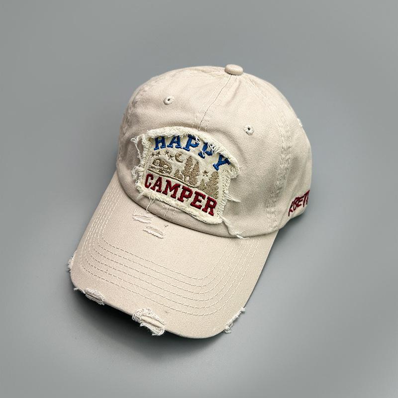 American Retro Letter Sticker Embroidered Baseball Cap Men'S And Women'S Sunshade Hole Wind Retro Cap