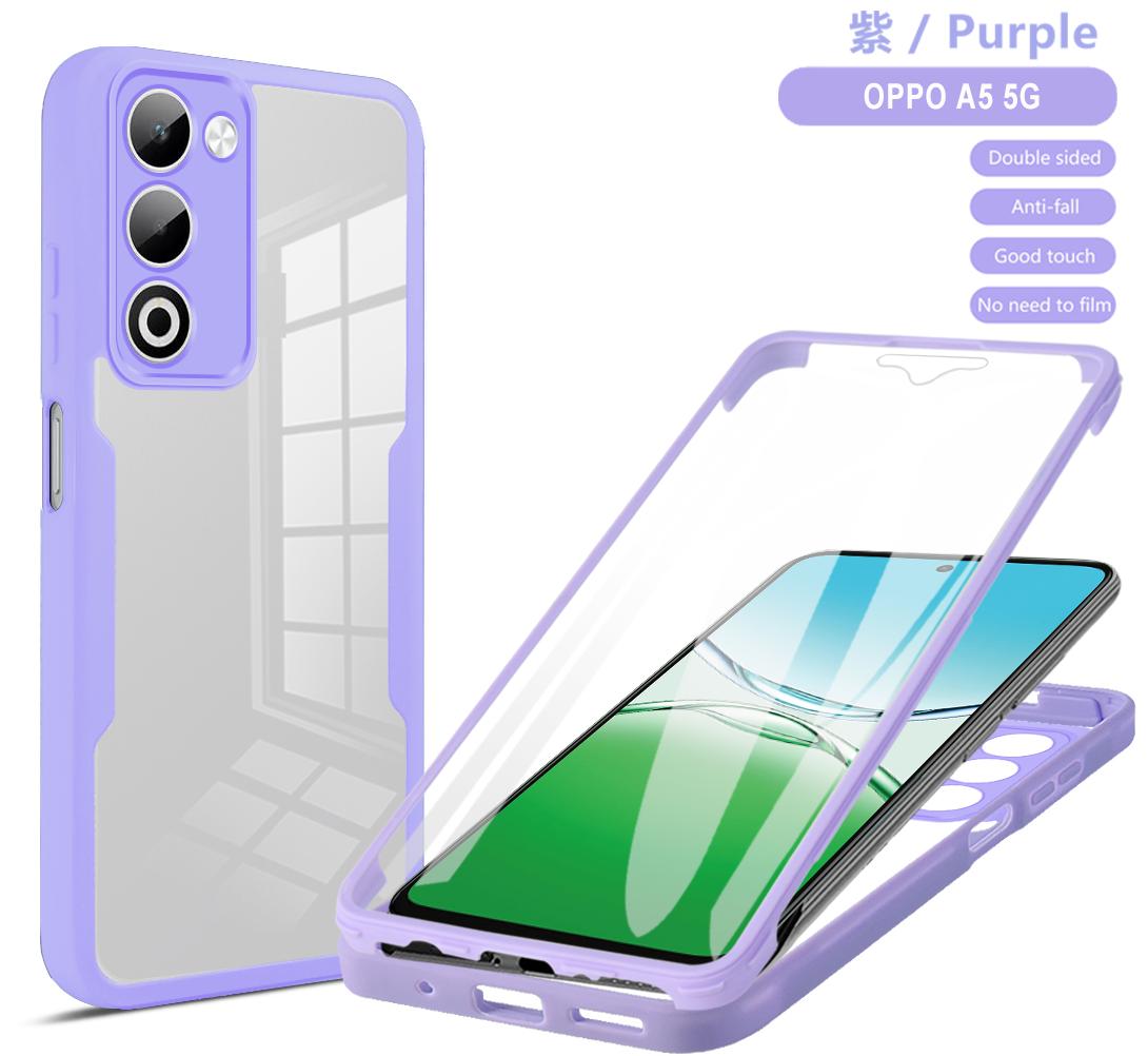 

Противоударный чехол с полной защитой корпуса для OPPO A5 5G 2025 Защитная крышка Защитная пленка для экрана Fundas Coque Capa Oppo A5 4G фиолетовый