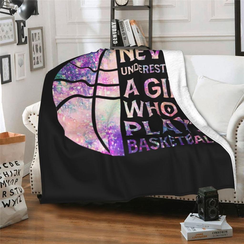 Basketball-themed graffiti Printed Blanket for Sofa Bed Travel Camping Living Room Office Conditioning Blanket