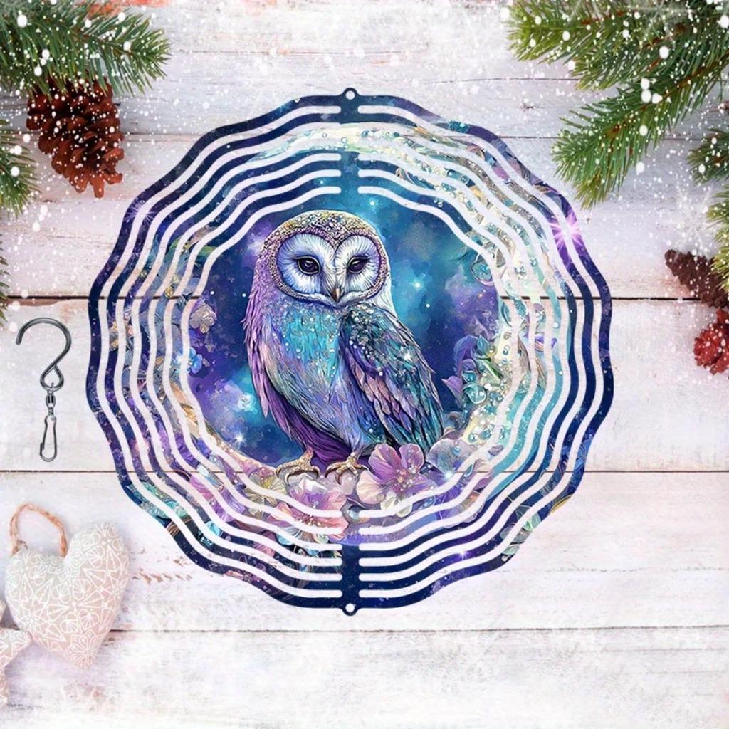 Enchanting Owl Wind Chime for Outdoor Decor Celestial Night Sky Floral Design Perfect for Patio Garden Balcony Holiday