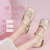 Augustine silver Mary Jane shoes 2025 new summer French thick heel beautiful single shoes not tired feet with skirts